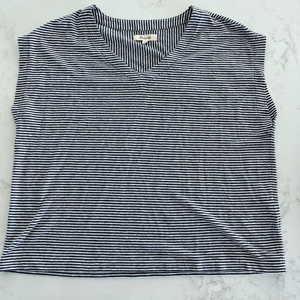 Madewell Relaxed V Neck Tee | small | juniper berry (navy)